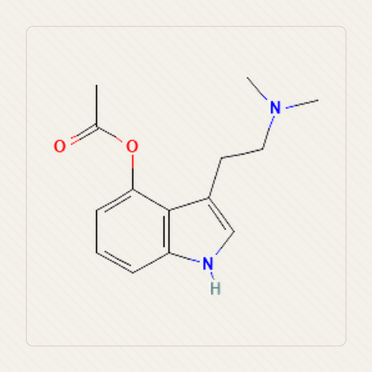 4-AcO-DMT, izobraževalna ilustracija molekularne formule