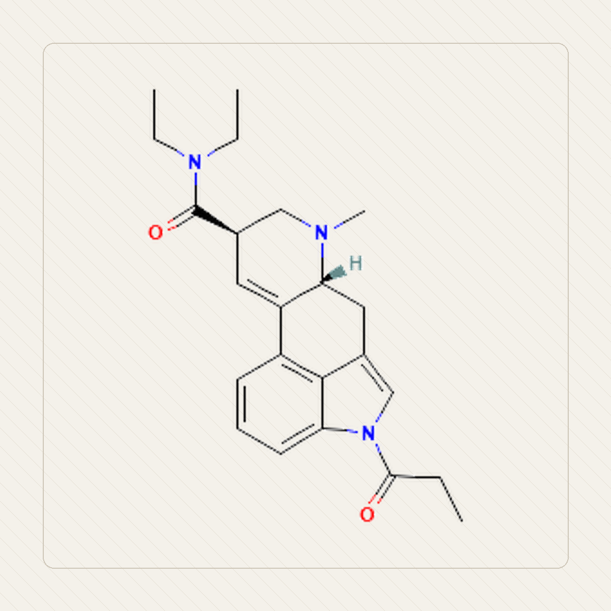 1P-LSD, izobraževalna ilustracija molekularne formule