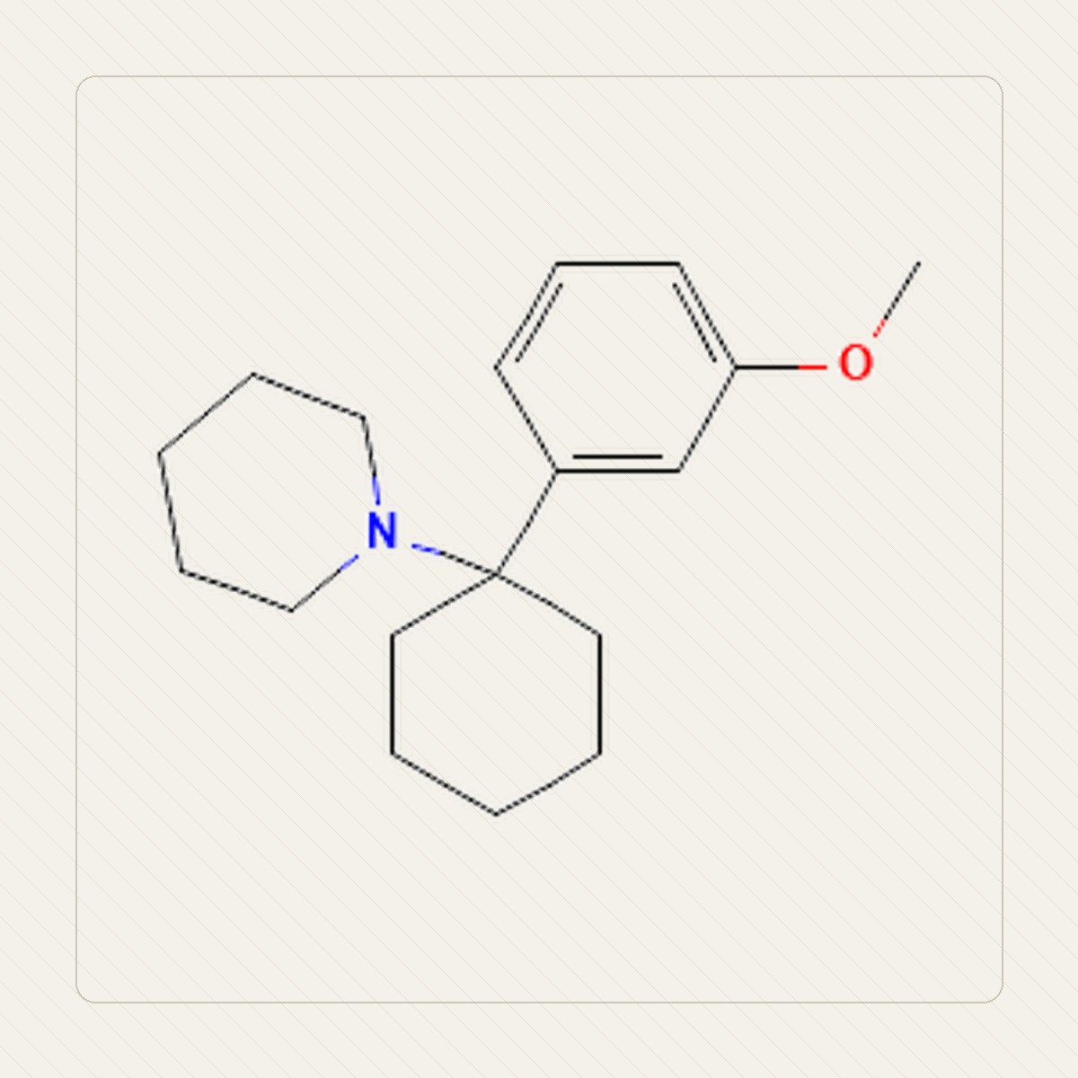 3-MeO-PCP, izobraževalna ilustracija molekularne formule